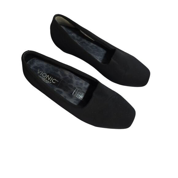 VIONIC Powell Womens Sz 8 Low Wedge Slip On Loafer Orthaheel Shoes Black - Picture 3 of 9